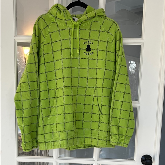 Teddy Fresh Other - Teddy Fresh Barbed Wire Pullover Hoodie in Lime Green Black Men's Large Grunge